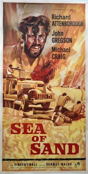 sea of sand 3 sheet film poster linen backed 1958 richard attenborough