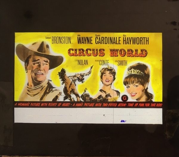 circus world 1964 original vintage glass slide, john wayne, rita hayworth