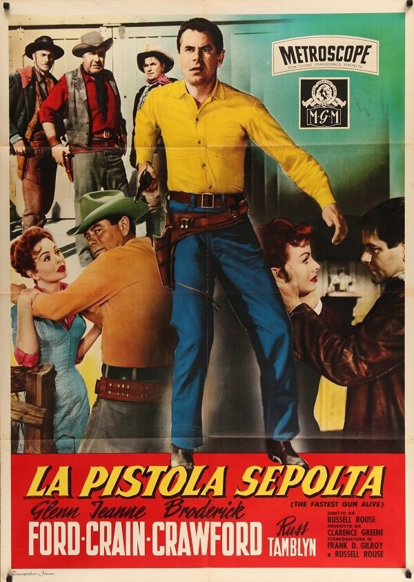 fastest gun alive 1956 italian 1 piece original vintage film movie poster, glenn ford