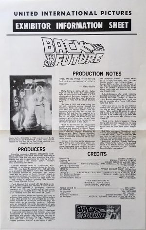 back to the future US exhibitor information sheet front michael j fox