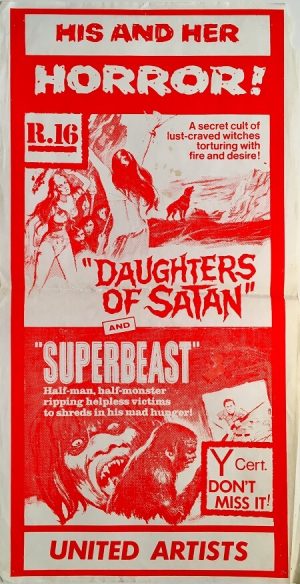 daughters of satan and superbeast NZ daybill poster 1972