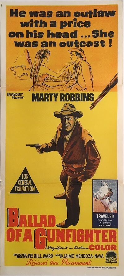ballard of a gunfighter australian daybill poster marty robbins