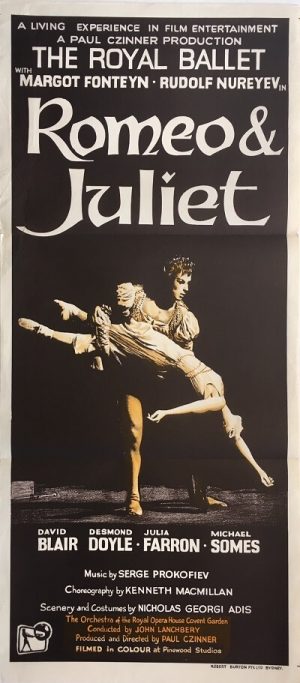 romeo & juliet australian daybill poster ballet rudolf nureyev & margot foteyn