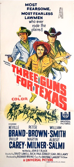 Three Guns For Texas Australian Daybill Poster Western Neville Brand Edited
