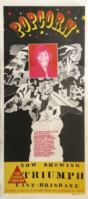 popcorn the rolling stones 1969 australian daybill movie poster