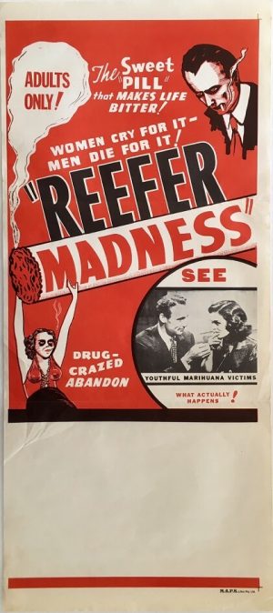 reefer madness australian daybill movie poster 1970s rerelease