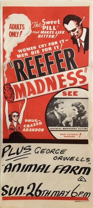 reefer madness australian daybill movie poster 1970s rerelease