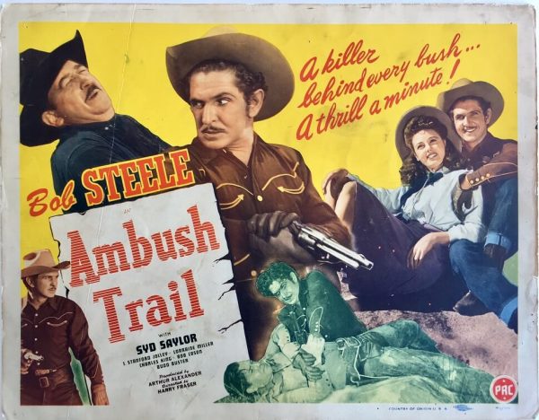 ambush trail western lobby card starring bob steele