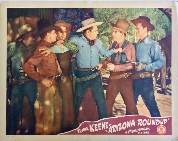 arizona roundup western lobby card starring tom keene