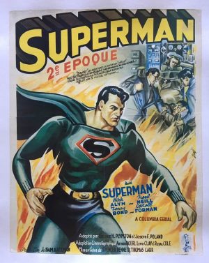 superman belgium 1948 serial poster linen backed