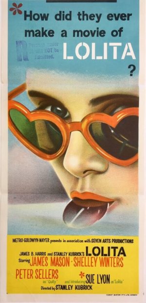 lolita australian daybill poster 1962 trimmed as the book was not banned in new zealand as it was in australia