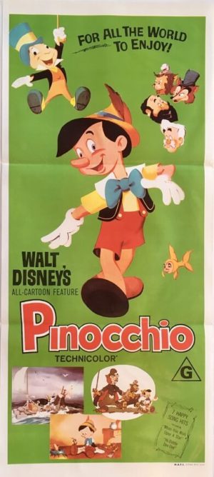 pinocchio australian daybill poster 1970s rerelease walt disney poster