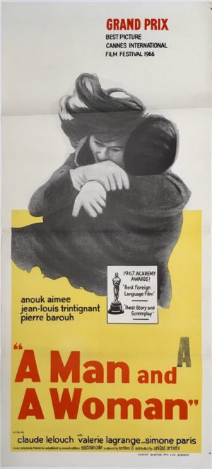 Un homme et une femme a man and a woman daybill movie poster Un homme et une femme 1966