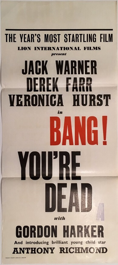 bang you're dead New Zealand daybill poster also known as Game of Danger 1954