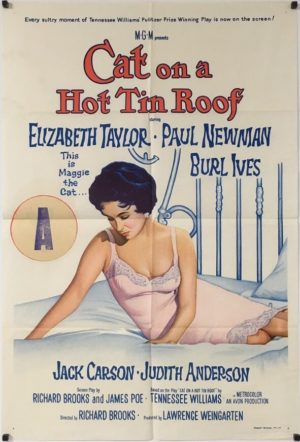 cat on a hot tin roof australian one sheet rerelease poster from, featuring elizabeth taylor and paul newman