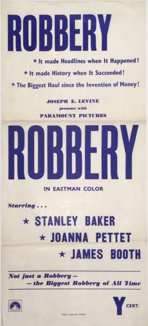 robbery 1967 new zealand daybill poster staring stanley baker