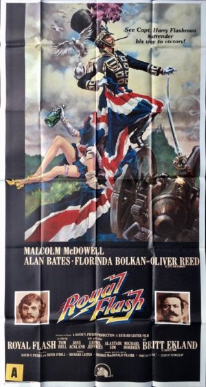 royal falsh 3 sheet 1975 movie poster featuring malcolm mcdowell and oliver reed