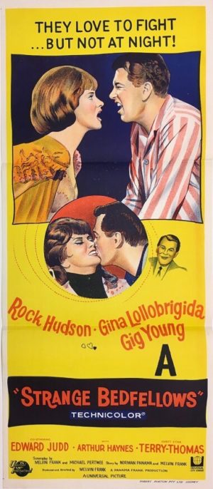 strange bedfellows daybill poster staring rock hudson