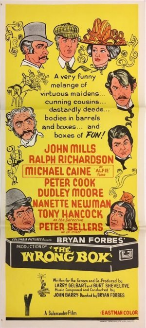 the wrong box daybill poster staring john mills michael caine and peter sellers