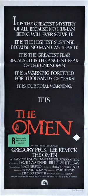 the omen australian daybill poster from 1976 staring gregory peck
