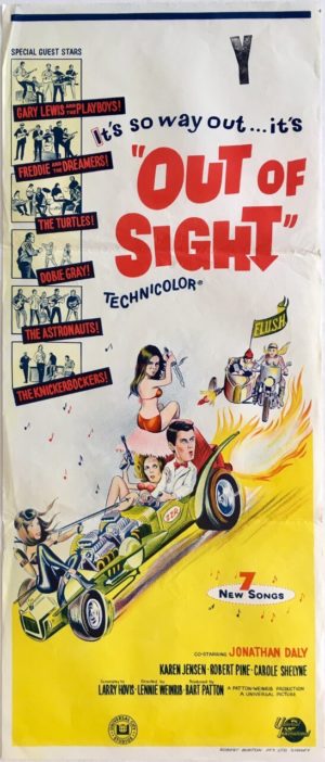 out of sight australian daybill movie poster featuring gary lewis and the playboys and freddie and the dreamers