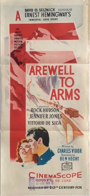 farewell to arms australian daybill poster with rock hudson by ernest hemingway