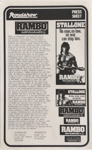 rambo first blood part 2 australian press sheet