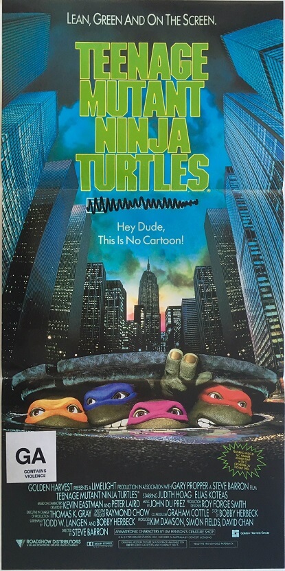 teenage mutant ninja turtles daybill poster 1990