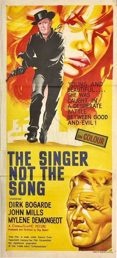 the singer not the song daybill poster with dirk bogarde and john mills