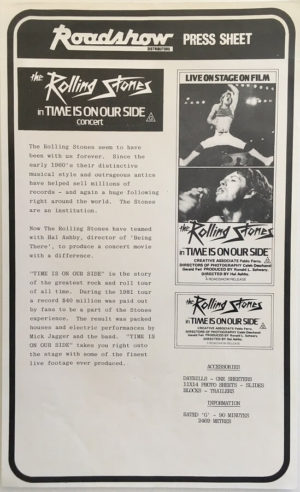 the rolling stones time is on our side concert Let's Spend the Night Together movie press sheet (1)