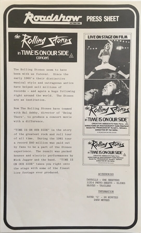 the rolling stones time is on our side concert Let's Spend the Night Together movie press sheet (2)