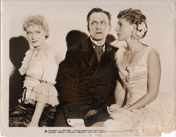 dr jekyll and mr hyde 1931 publicty still with fredric march miriam hopkins and rose hobart