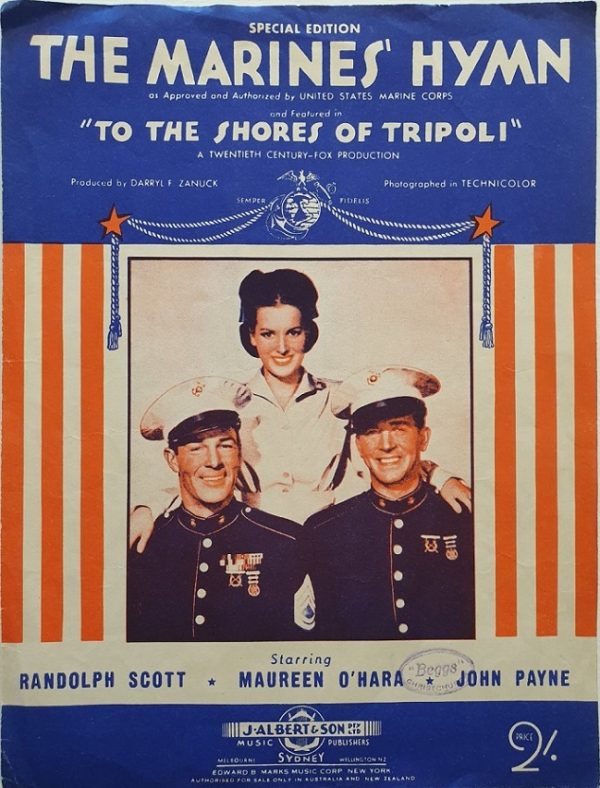 to the shores of tripoli 1942 australian sheet music featuring maureen ohara and randolph scott (1)