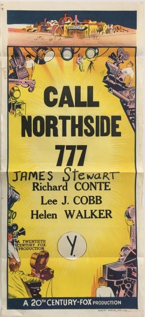 call northside 777 australian stock daybill movie poster 20th Century Fox with James Stewart