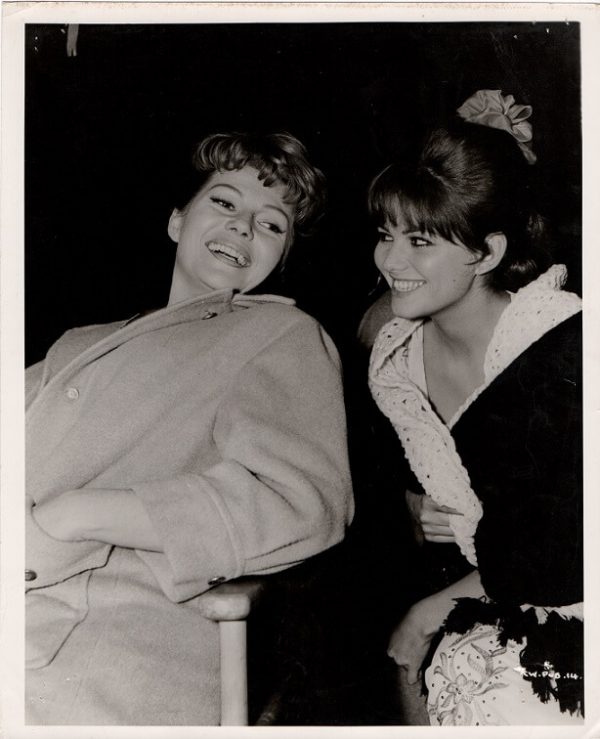 rita hayworth and claudia cardinale during filming circus world 1964