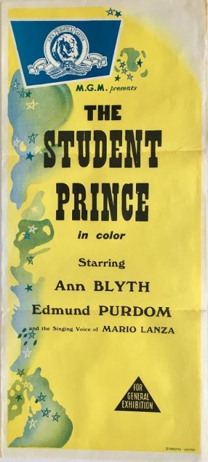 the student prince MGM stock daybill movie poster 1950's