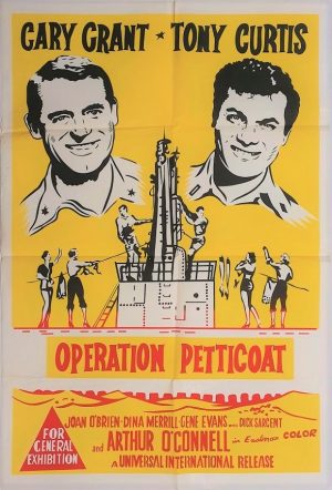 Operation Petticoat 1960's australian re-release duotone one sheet poster with cary grant and tony curtis