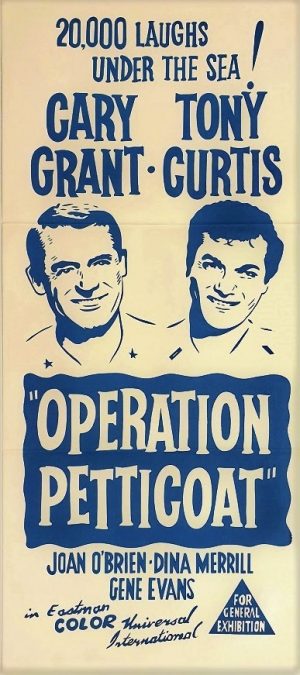 Operation Petticoat 1960's australian re-release duotone daybill poster with cary grant and tony curtis