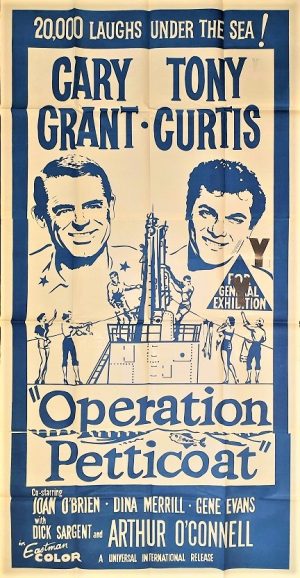 Operation Petticoat 1960's australian re-release duotone 3 sheet poster with cary grant and tony curtis