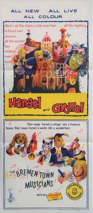 hansel and gretel australian daybill poster for 1960's german double bill production including brementown musicians