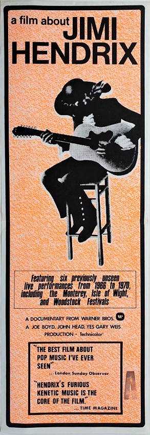 jimi Hendrix daybill poster 1973 documentary movie