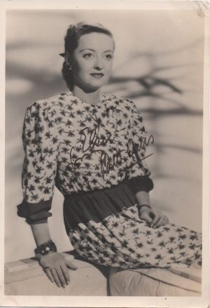bette davis signed publicity portrait 1940s