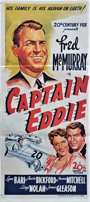 captain eddie australian daybill poster with fred macmurray in the 1945 biopic of Eddie Rickenbaker