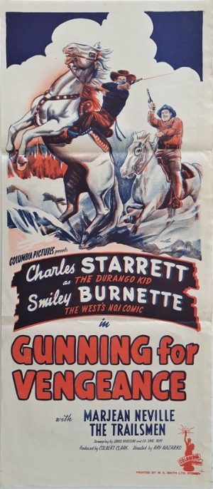 gunning for vengance daybill poster with charles starrett 1946