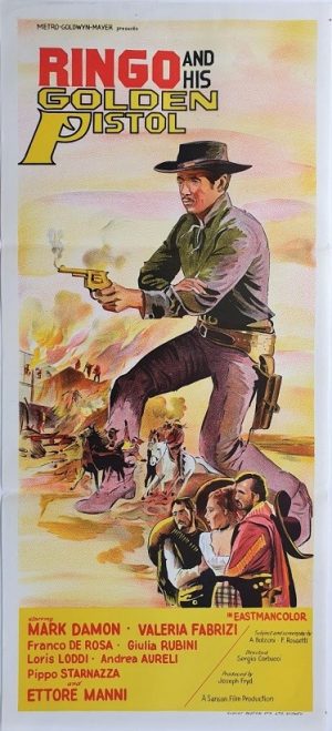 ringo and his golden pistol australian daybill poster with a cowboy western theme 1966 Sergio Corbucci