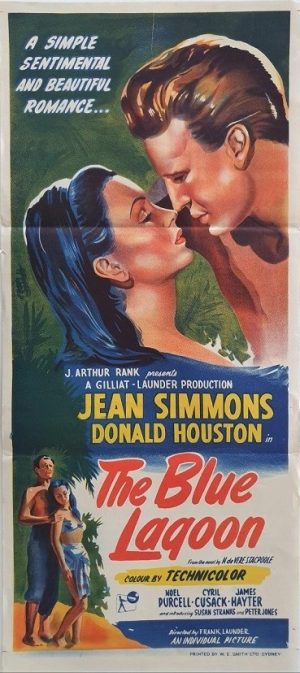 the blue lagoon australian daybill movie poster 1949 with Jean Simmons