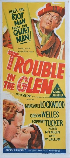 trouble in the glen australian daybill poster 1954 with Orson Welles and Margaret Lockwood