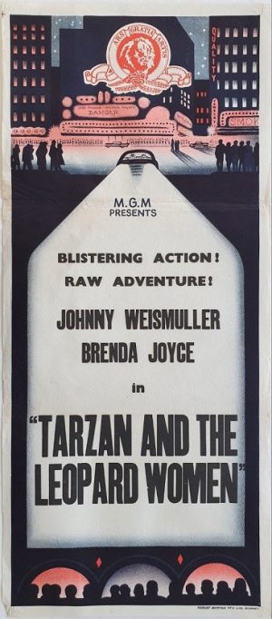 Tarzan and the Leopard Woman 1950s rerelease australian stock daybill poster