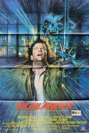 highlander UK one sheet movie poster with christopher lambert 1986