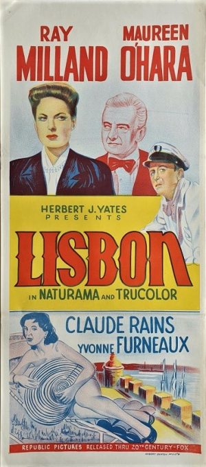lisbon australian daybill poster with maureen o'hara and ray millard 1956